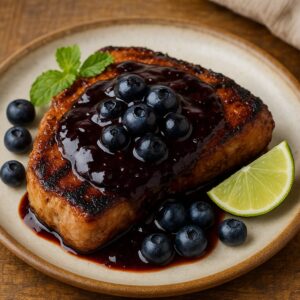 ブルーベリーBBQソースのポークチョップ