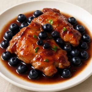 ブルーベリーたっぷり!鶏もも肉の甘酢ソテー